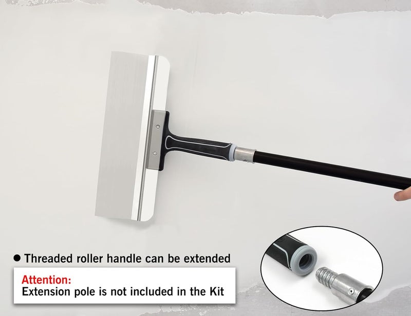 Rolling Dog 14 Inch Taping Knife - Drywall Taping Knife,Threaded End Can be Attached to Extension Pole,Stainless Steel Blade,Ideal for Skimming and Smoothing Walls and Ceilings - Image 4